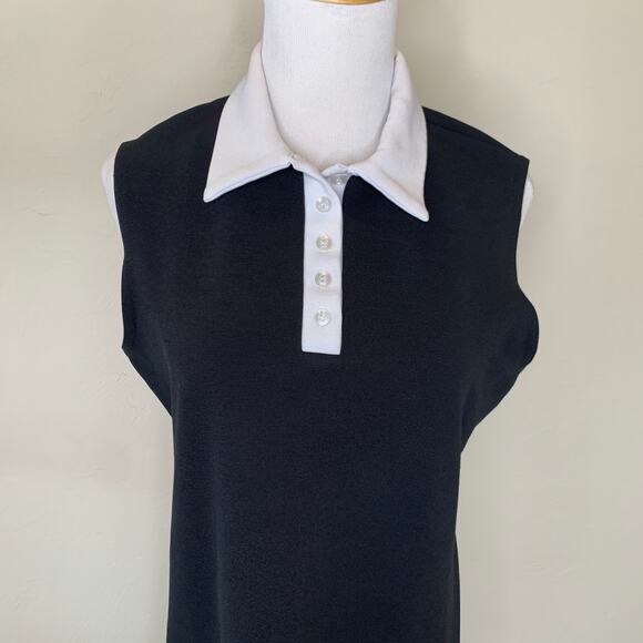 Vintage Black White Collared Dress Sz Large - Picture 3 of 9
